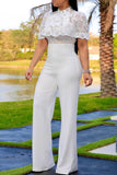 Fashion Sexy Lace Stitching White Jumpsuit