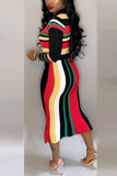 Printed Sexy Long Sleeved Full Body Positioning Multicolor Dress