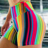 Casual Sports Stripes Print Skinny Shorts