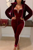 Sexy Long Sleeve Wine Red Bread Down Jacket Coat