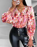 All Over Print Shirred Top