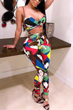 Sexy Fashion Print Camisole Trousers Multicolor Set