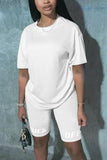 Fashion Casual Printed Pants White T-shirt Set
