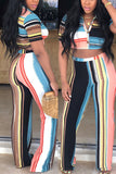 Trendy Stripe Colorful Two-pieces Set