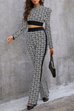 Casual Print Patchwork Half A Turtleneck Long Sleeve Two Pieces