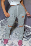Fashion Casual Grey Slim Track Pants