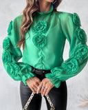 Floral Pattern Stand Collar Top