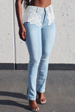 Fashion Casual Patchwork Basic High Waist Skinny Denim Jeans