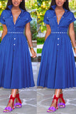 Sexy Fashion Blue Short Sleeve Dress