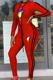 Fashion Casual Sports Hooded Red Two-Piece Suit