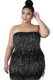 Sexy Wrapped chest Sequin Solid Sequined Plus Size Dresses