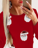 Christmas Santa Claus Pattern Contrast Sequin Bodycon Dress