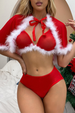 Sexy Party Patchwork Solid Frenulum Christmas Day Lingerie