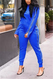 Active Solid Two Piece Suits Patchwork Zippered pencil Long Sleeve