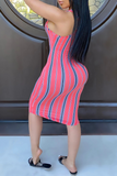 Sexy Print Split Joint Spaghetti Strap Pencil Skirt Dresses