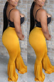 Sexy Slim High Waisted Yellow Flared Pants (Only Pants)