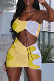 Fashion Sexy Print Split Joint One Shoulder Sleeveless Two Pieces