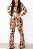 Sexy Leopard Beige Two-Piece Suit