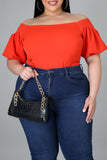 Fashion Casual Solid Off the Shoulder Plus Size Tops