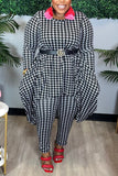 Casual Daily Print Pullovers Pants Printing O Neck Plus Size