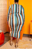 Fashion Casual Striped Print Multicolor Long Sleeve Dress
