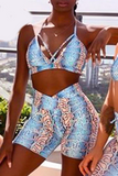 Sexy Print Split Joint Sleeveless Two Pieces