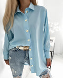 Heart Shaped Buttoned Long Sleeve Top