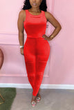 Fashion Sexy Sleeveless Backless Red Jumpsuit