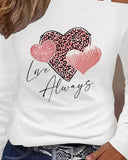 Heart Leopard Love Always Print Cold Shoulder Top