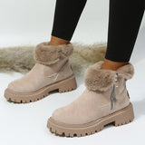 Casual Patchwork Solid Color Zipper Round Keep Warm Comfortable Shoes