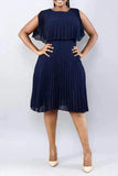 Casual Solid Split Joint Fold O Neck Straight Plus Size Dresses