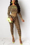 Casual Embroidery Two Piece Suits Print pencil Long Sleeve Two-piece Pants Set
