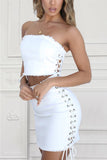 Fashion Sexy High Waist White Denim Skirt