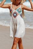 Sexy Casual Patchwork Backless Spaghetti Strap Beach Dress Dresses