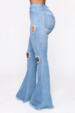 Fashion Casual High Waist Light Blue Denim Trousers