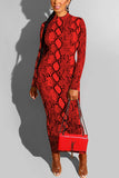 Fashion Reversible Red Snake Print Dress
