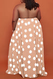 Sexy Casual Plus Size Dot Print Backless Halter Sleeveless Dress