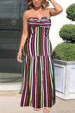 Sexy Striped Print Off Shoulder Multicolor Dress