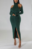Sexy Casual Solid Pullovers Turtleneck Two Pieces