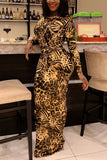 Sexy adult Fashion Cap Sleeve Long Sleeves O neck Pencil Dress Floor-Length Print Patchwor