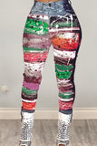 Fashion Casual Digital Print Denim Trousers