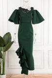 Elegant Solid Patchwork U Neck Evening Dress Plus Size Dresses