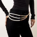 Fashion Multilayer Imitation Pearl Tassel Chain Waist Chain