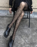 Heart Polka Dot Fleece Lined Thermal Tight Stockings Leggings