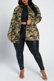 Fashion Casual Camouflage Print Split Joint Turndown Collar Outerwear
