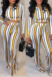 Elastic Fly High Striped Straight Pants  Two-piece suit