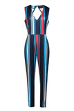 Casual Striped Blending One-piece Jumpsuit