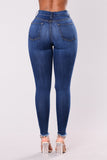 Fashion Casual Dark Blue Slim Denim Trousers