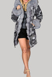Casual Camouflage Print Patchwork Hooded Collar Outerwear