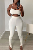 Fashion Sexy Sleeveless Top Trousers White Set